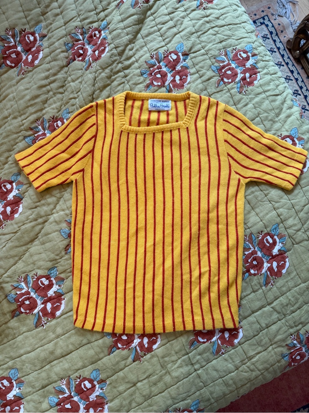 Vintage 50s Yellow & Red Stripe Knit Top